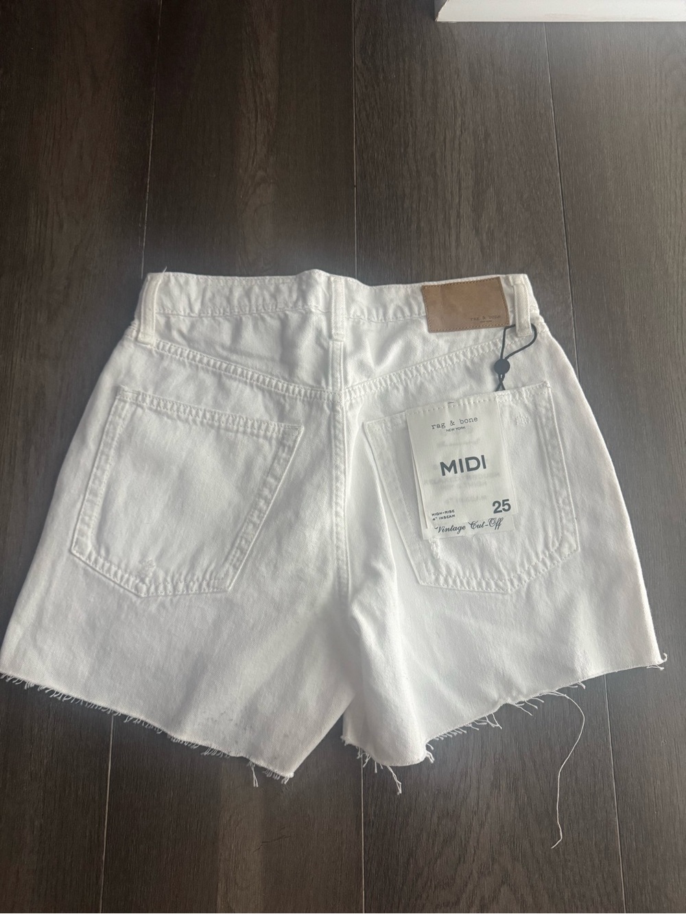 NWT Rag & Bone White High-Rise MIDI Denim Shorts